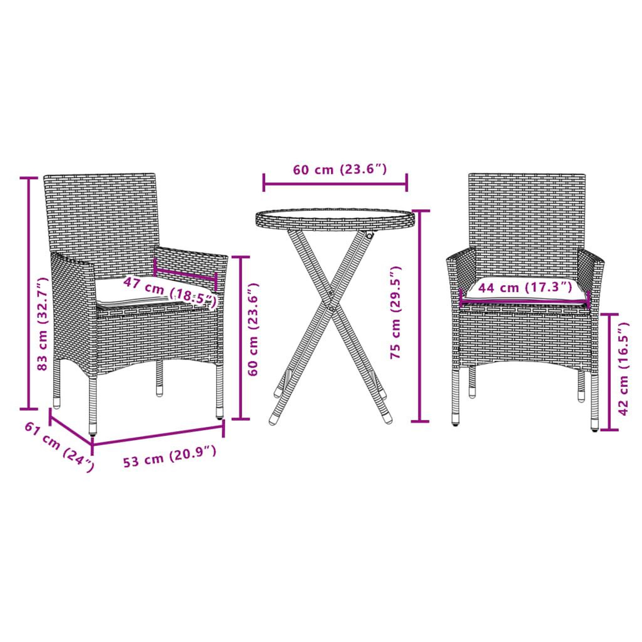 Voir la diapositive 6 : VIDAXL Ensemble de bistro avec coussins 3 pcs beige rotin et verre