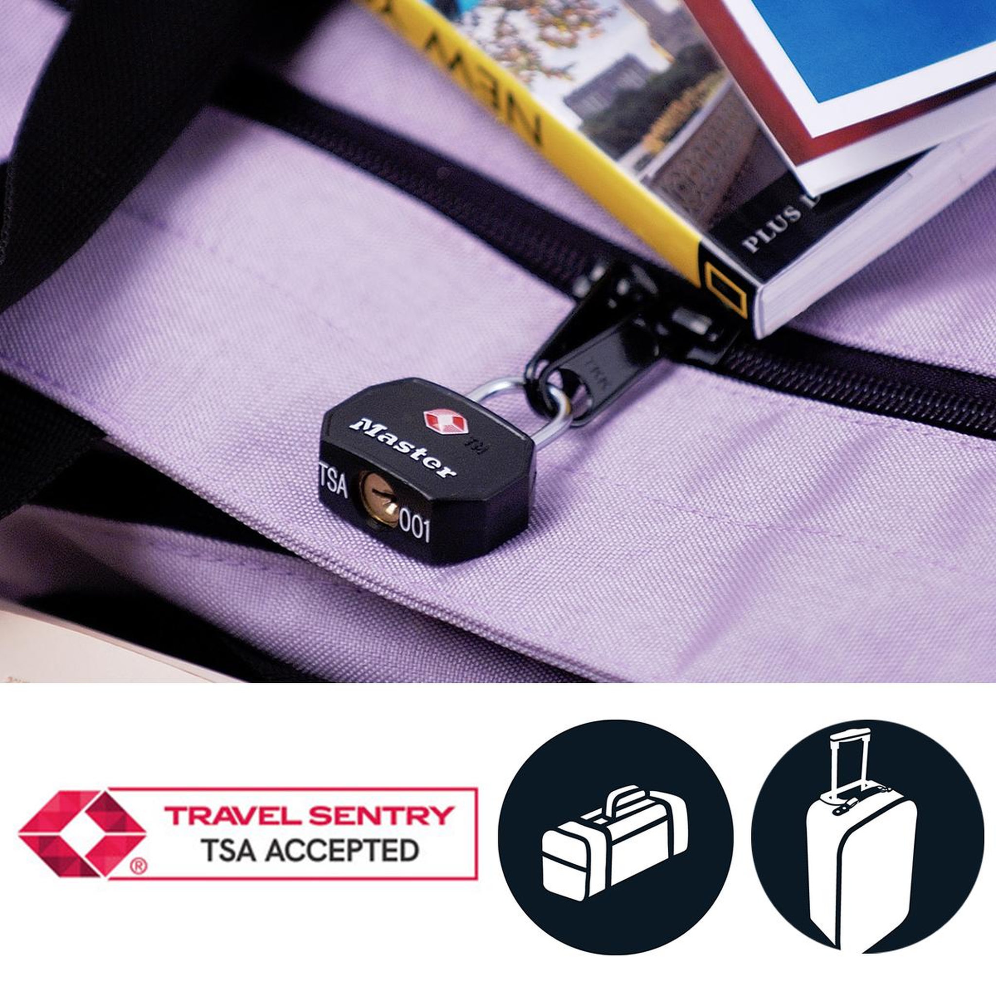 Master lock 4681EURTBLK Pack de 2 Cadenas à Clés TSA, Noir,  4 x 3 x 2,2 cm
