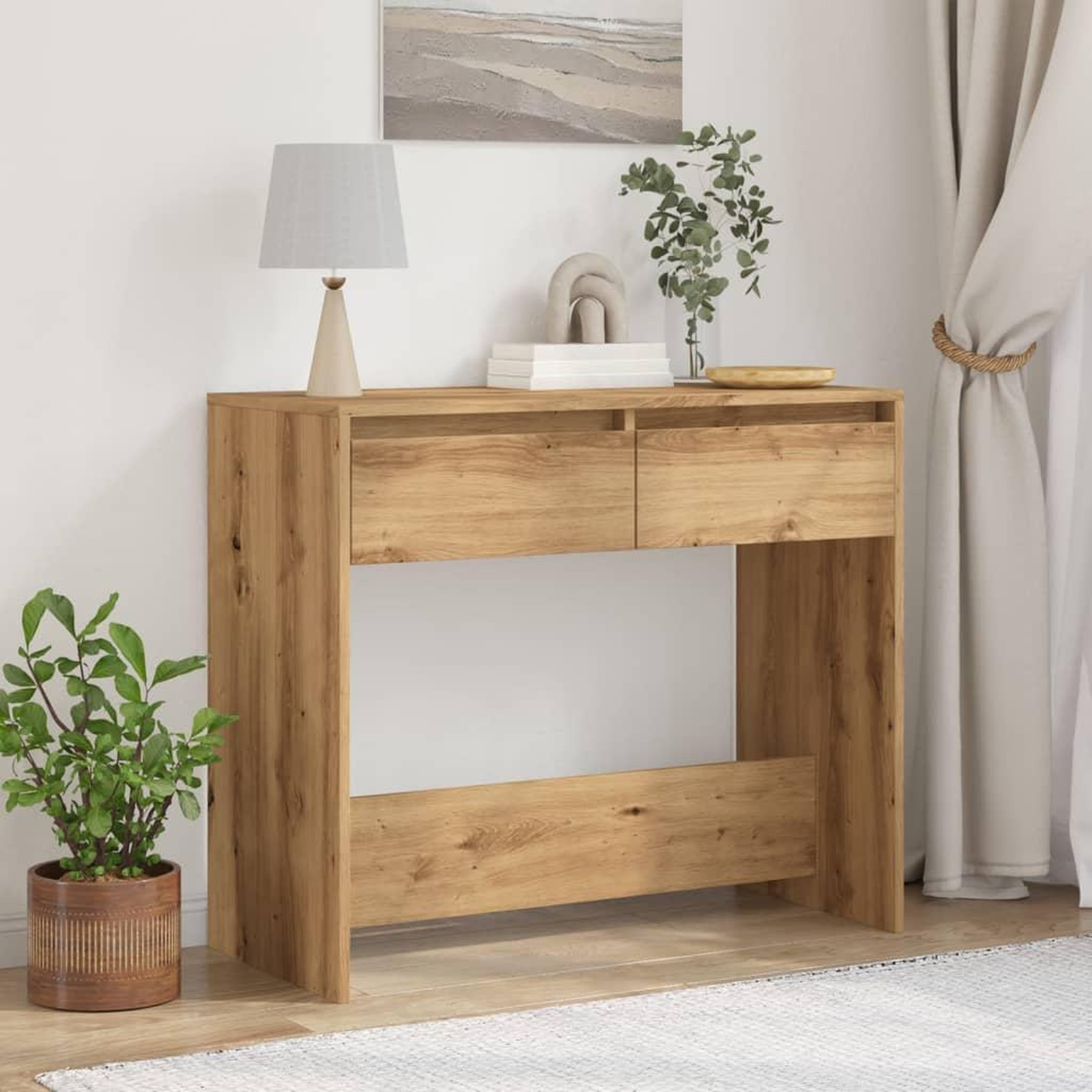 Voir la diapositive 3 : VIDAXL Table console chene artisanal 89x41x76,5 cm bois d'ingenierie