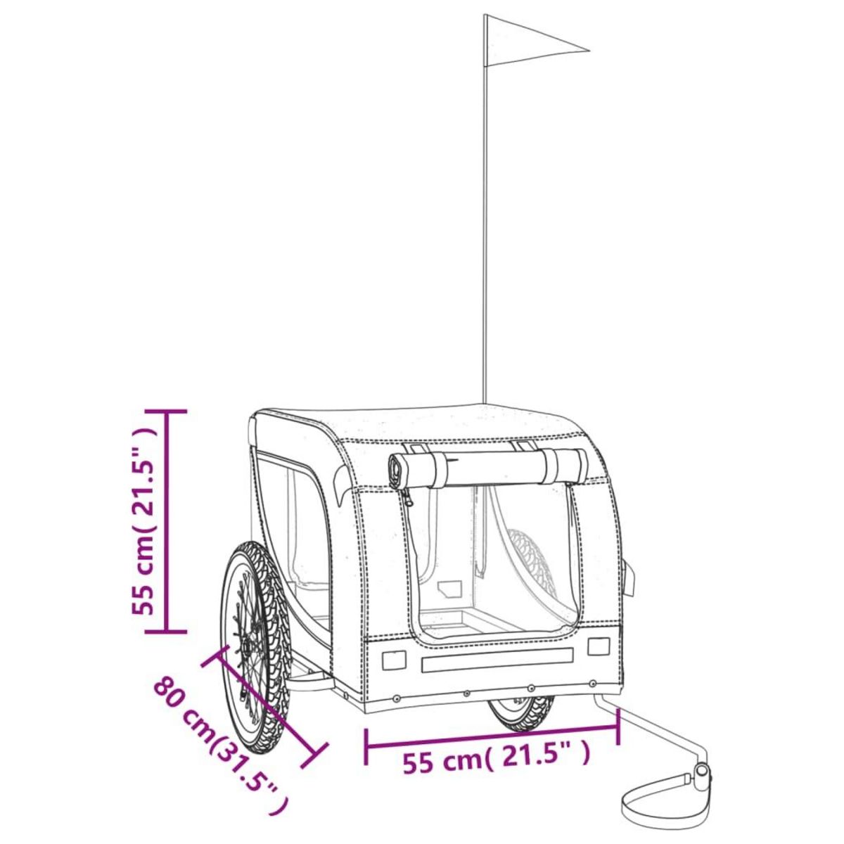 VIDAXL Remorque de velo pour animaux de compagnie gris et noir