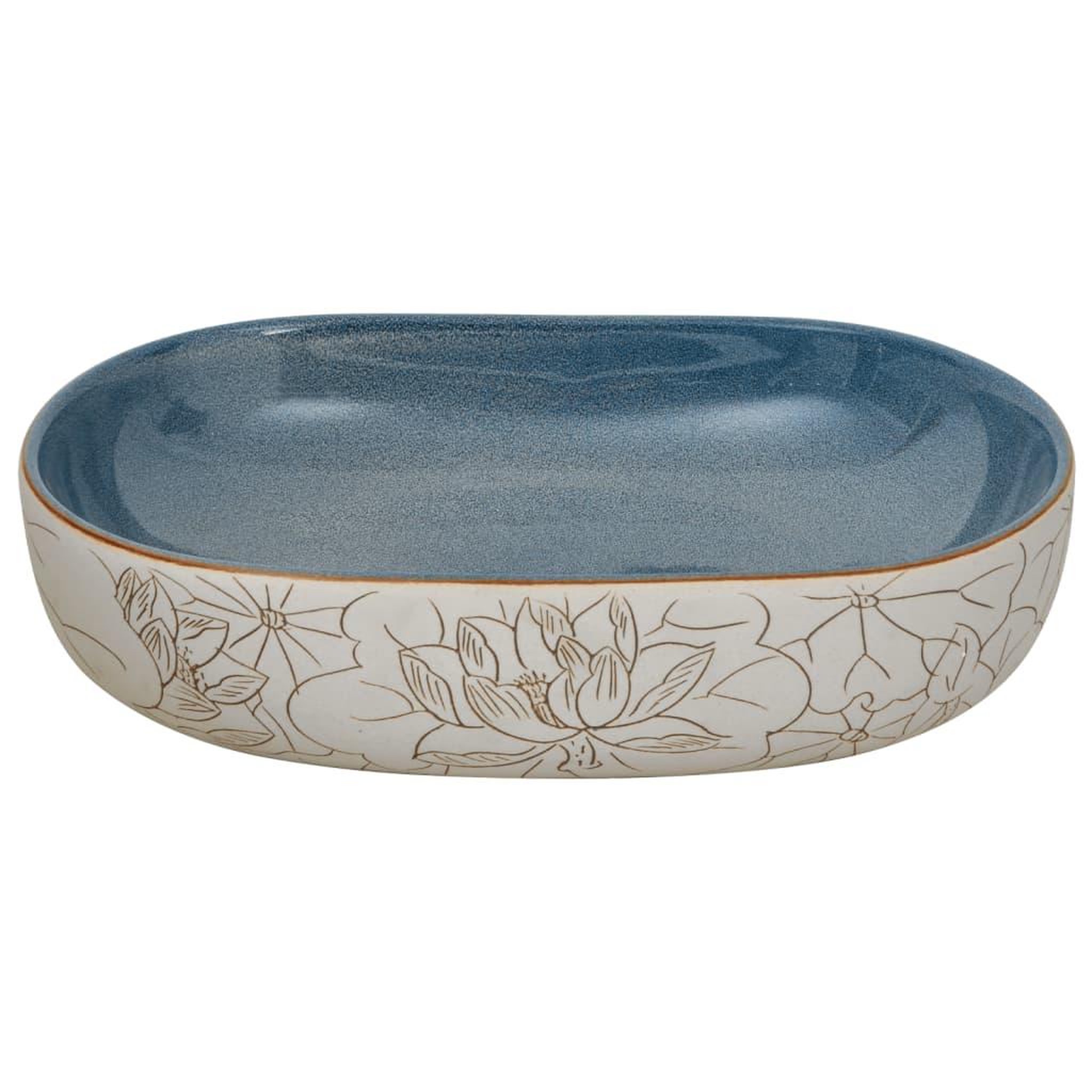 Voir la diapositive 4 : VIDAXL Vasque a poser sable et bleu ovale 59x40x14 cm ceramique