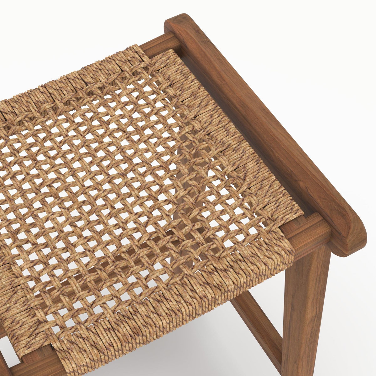 Rendez vous déco Tabouret pour îlot central 66 cm en teck vernis et tissage synthétique-Omaha