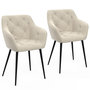 Voir la diapositive 1 : ID MARKET Lot de 2 chaises de salle à manger, fauteuils de table capitonnés LYA velours beige