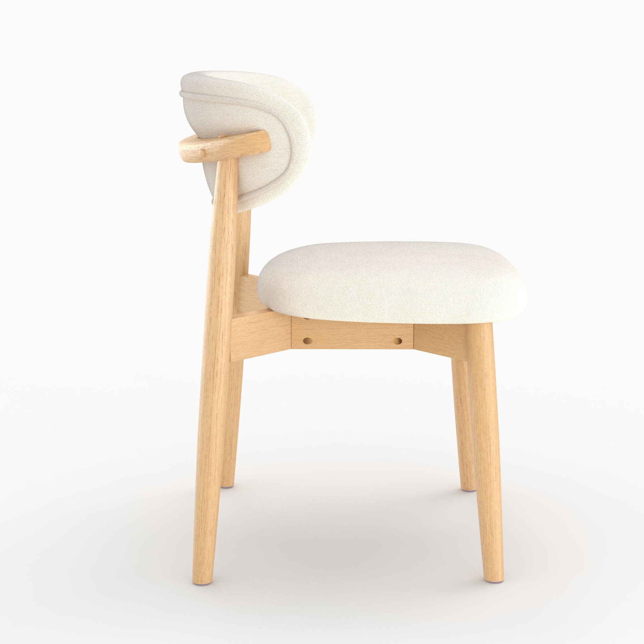 Voir la diapositive 6 : MAISON PAVANE Lot de 2 chaises en tissu beige et bois d'hévéa naturel-yuna