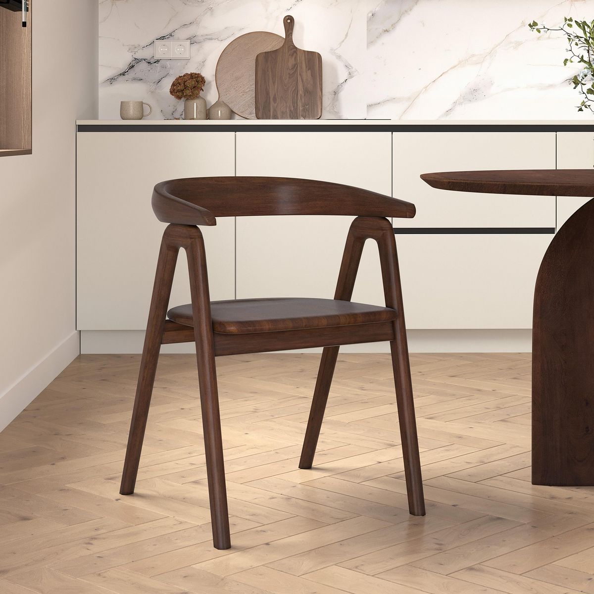 Rendez vous déco Chaise en bois d'hévéa foncé - Hawa
