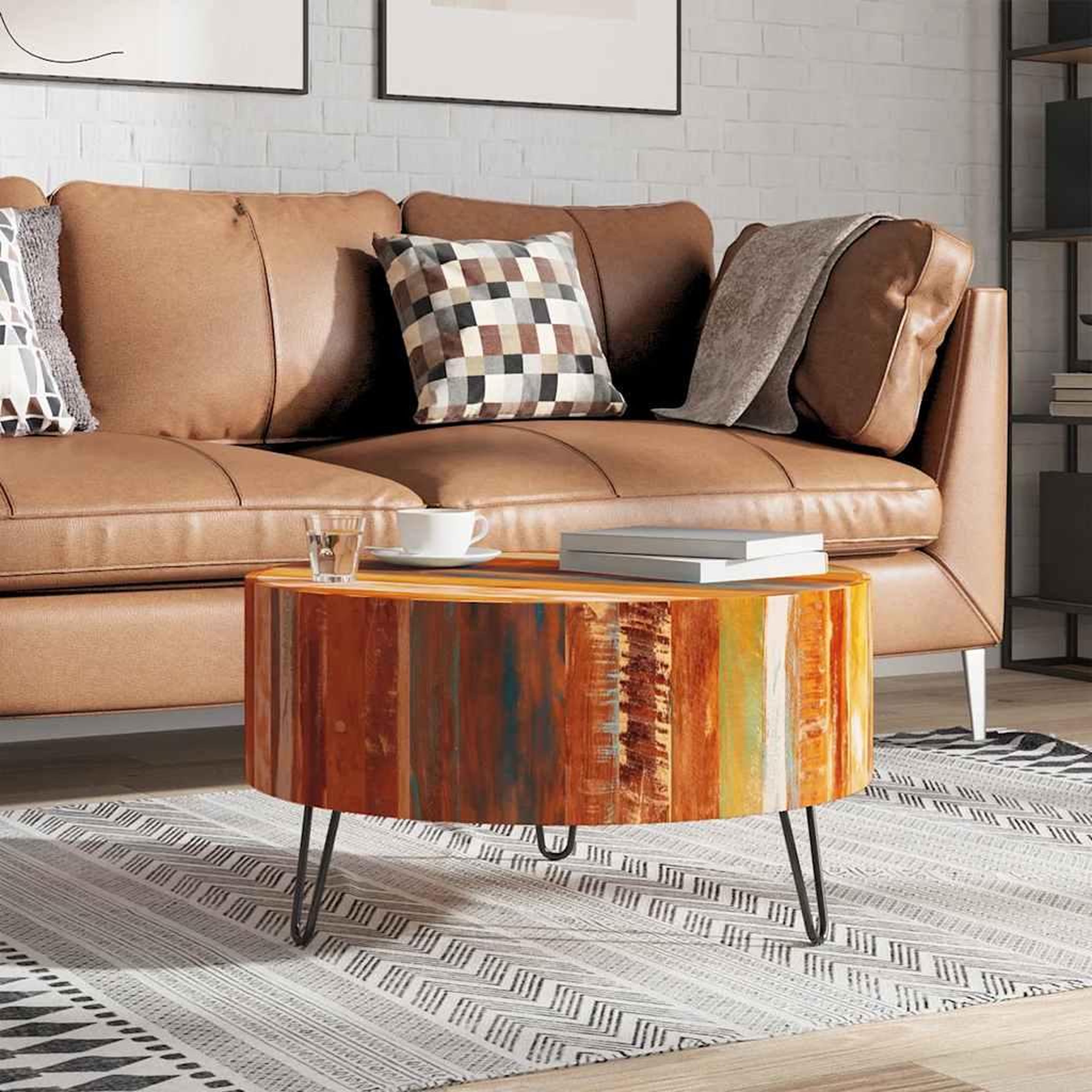 Voir la diapositive 1 : VIDAXL Table basse ronde Bois massif de recuperation