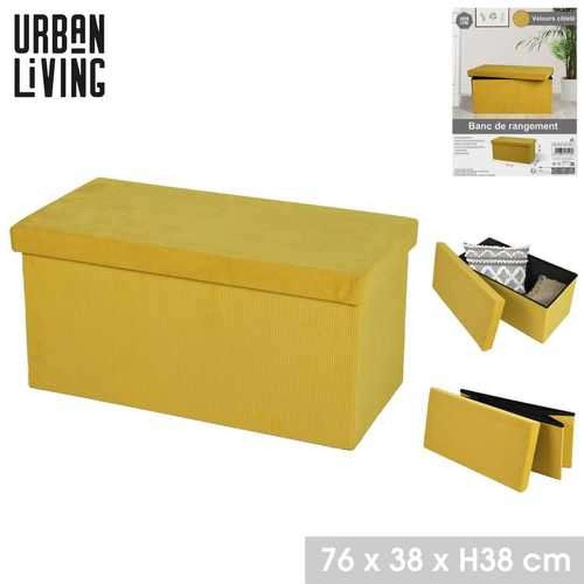 Voir la diapositive 4 : DIVERS Banc de rangement pliable Kube en velours côtelé - Jaune