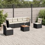 VIDAXL Salon de jardin 7 pcs avec coussins noir resine tressee