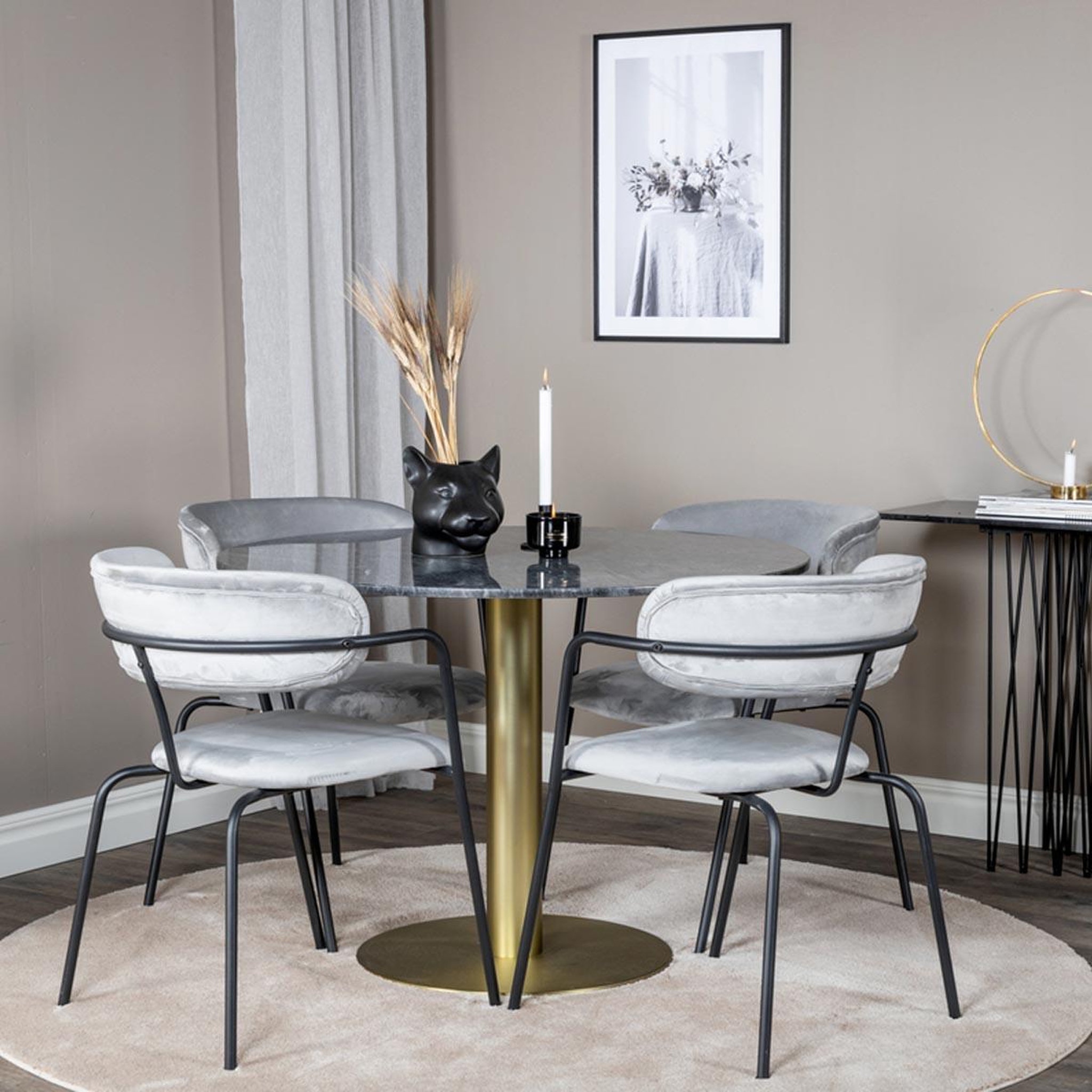 Voir la diapositive 4 : Paris Prix Ensemble Table à Manger & 4 Chaises  Estelle II & Arrow  106cm Gris Foncé & Gris