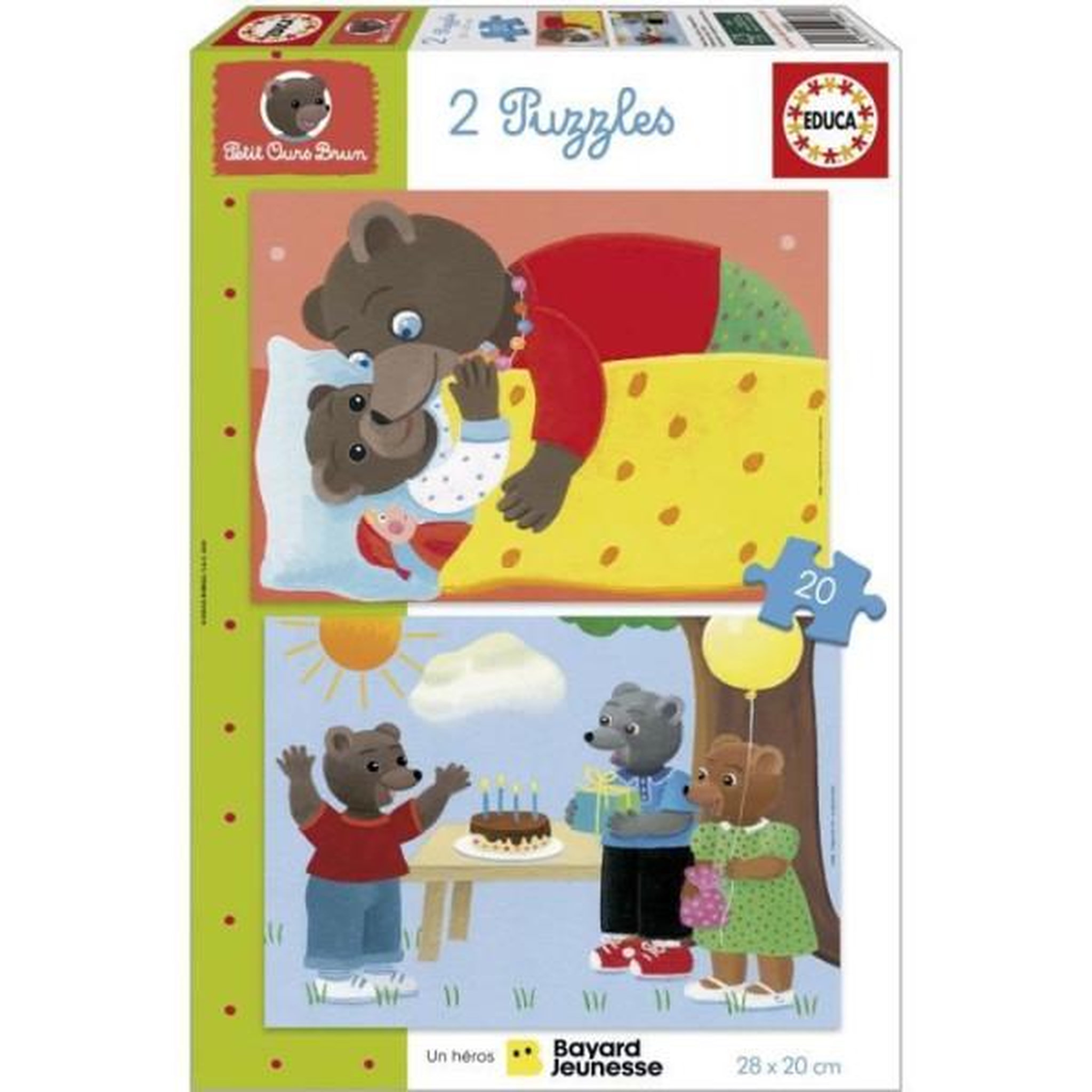 EDUCA Puzzle - educa - petit ours brun : ensemble de 2 puzzles de 20 pieces pour enfants des 4 ans