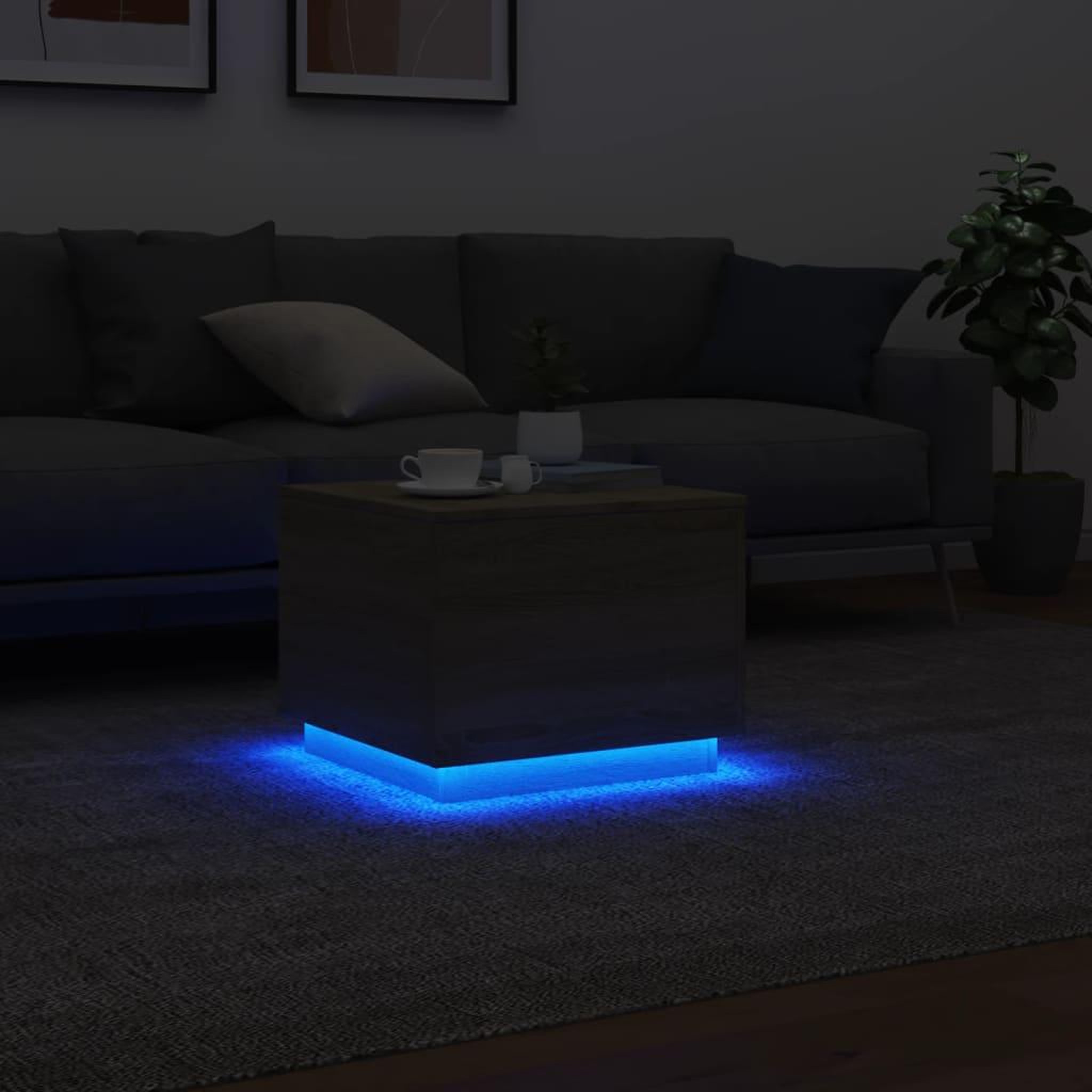 Voir la diapositive 5 : VIDAXL Table basse avec lumieres LED chene sonoma 50x50x40 cm