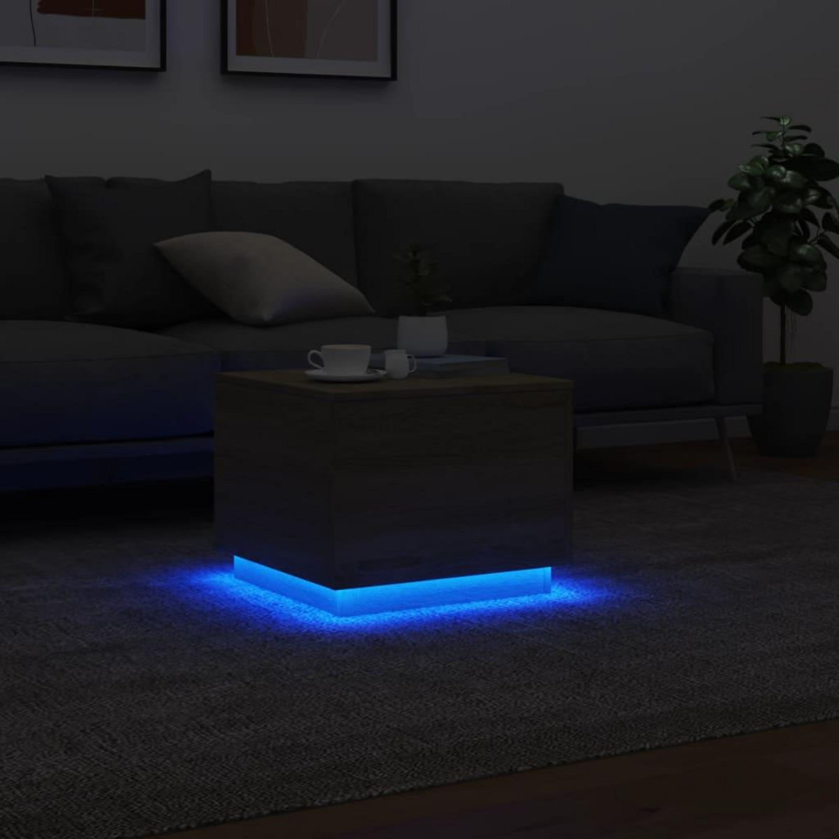 VIDAXL Table basse avec lumieres LED chene sonoma 50x50x40 cm