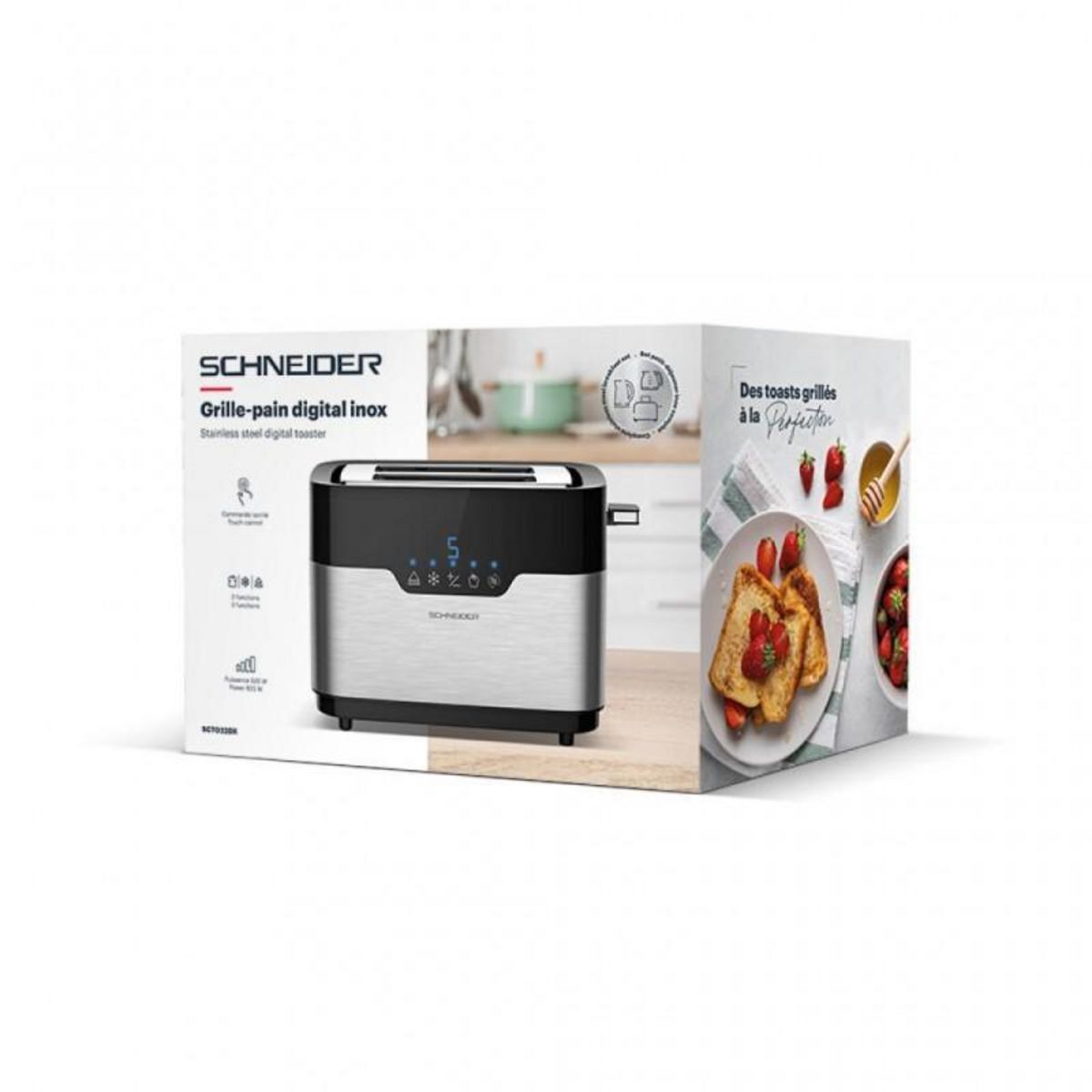 SCHNEIDER Grille Pain Digital 2 Fentes Inox Scto22dx Schneider