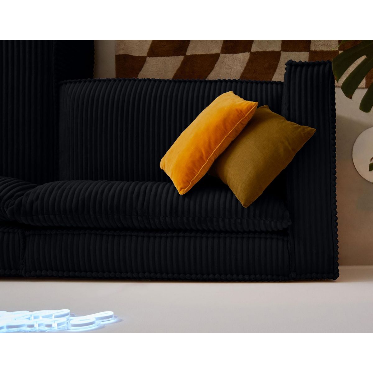 LISA DESIGN Ela - canapé d'angle droit - 4 places - en velours côtelé grosses côtes