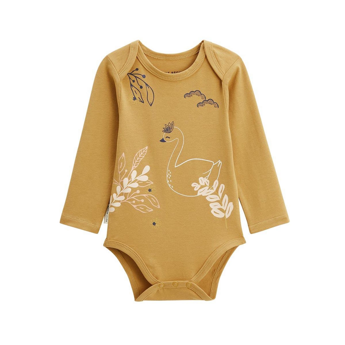 Petit Béguin Lot de 2 bodies bébé manches longues Swan