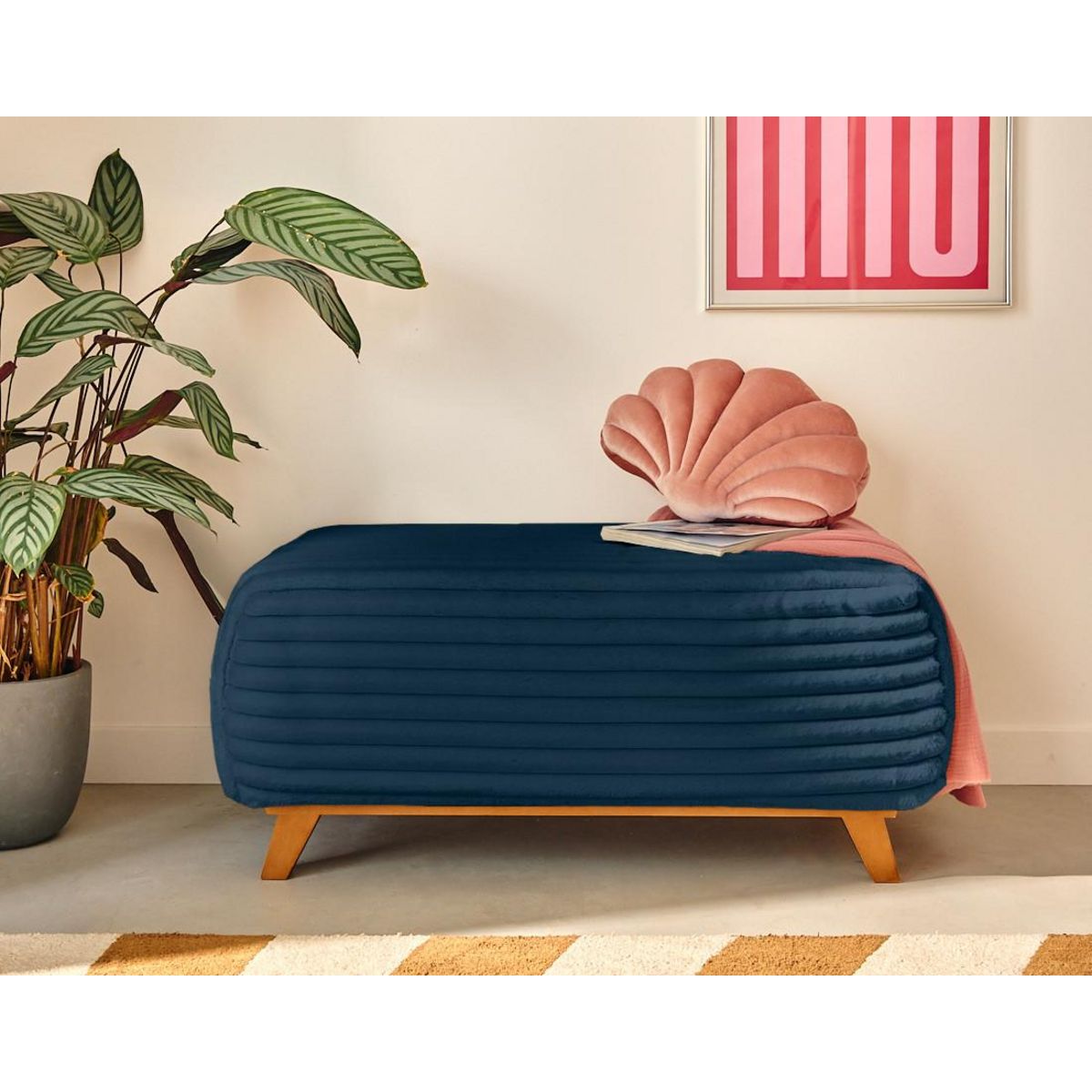 BEST MOBILIER Cristal - bout de lit - en fausse fourrure côtelée