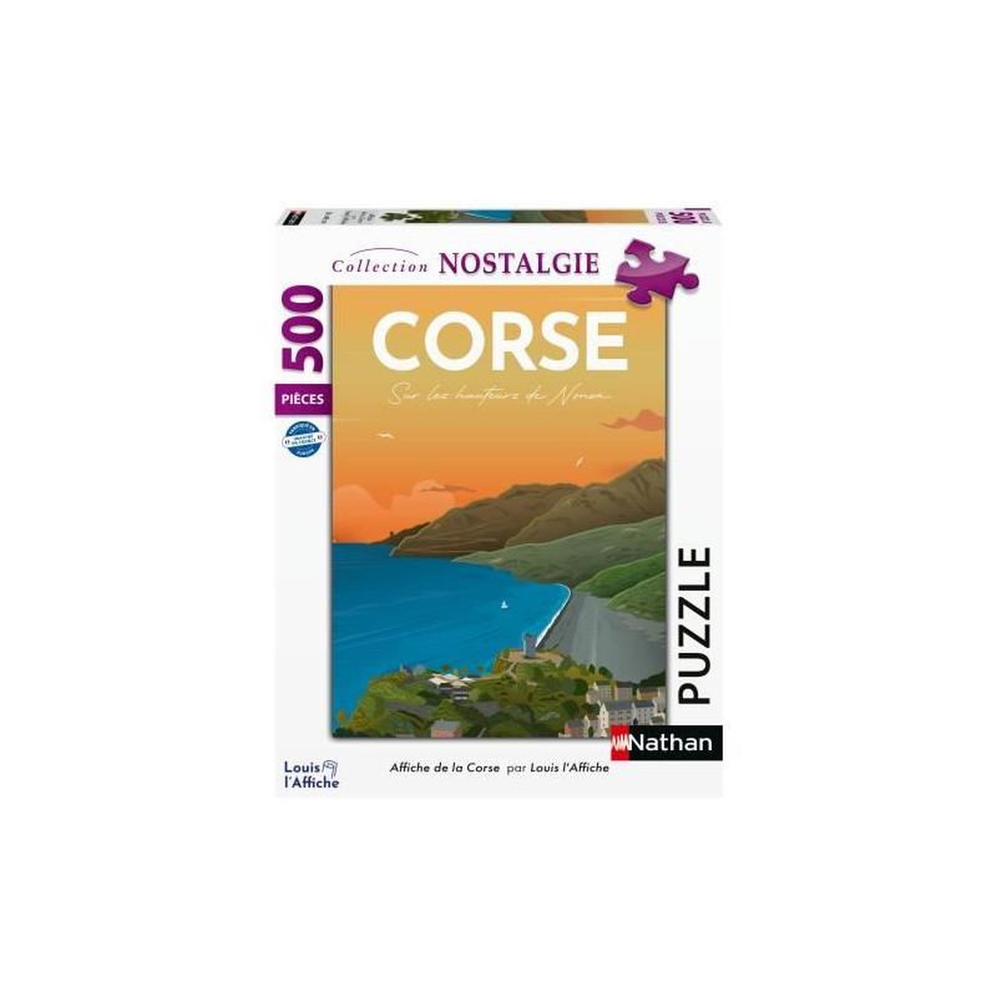 Voir la diapositive 2 : Nathan Nathan-Puzzle 500 pieces-Affiche de la Corse/Louis l'Affiche-Adultes et enfants des 10 ans-Puzzle de qualité supérieure-120009