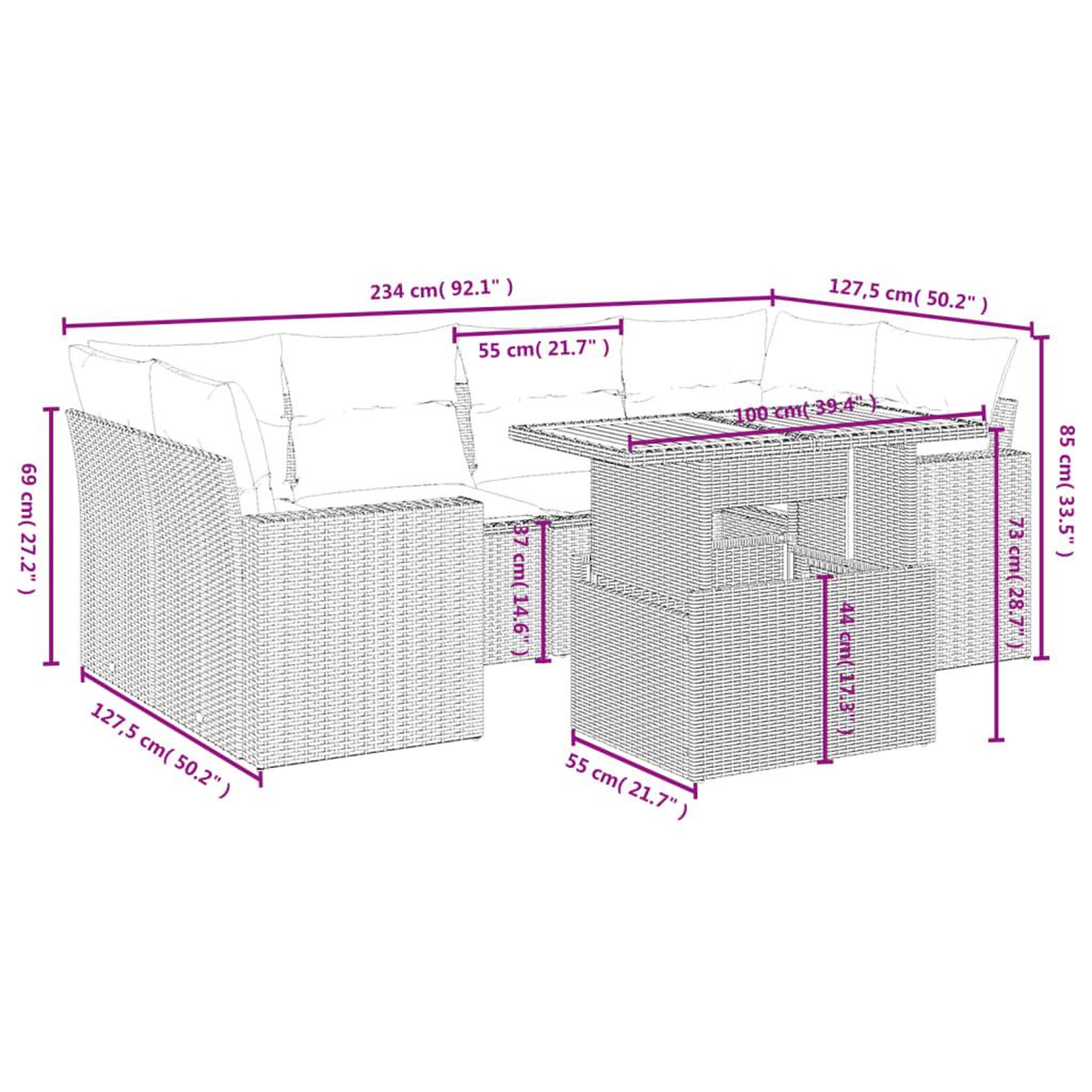 Voir la diapositive 3 : VIDAXL Salon de jardin avec coussins 7 pcs beige resine tressee