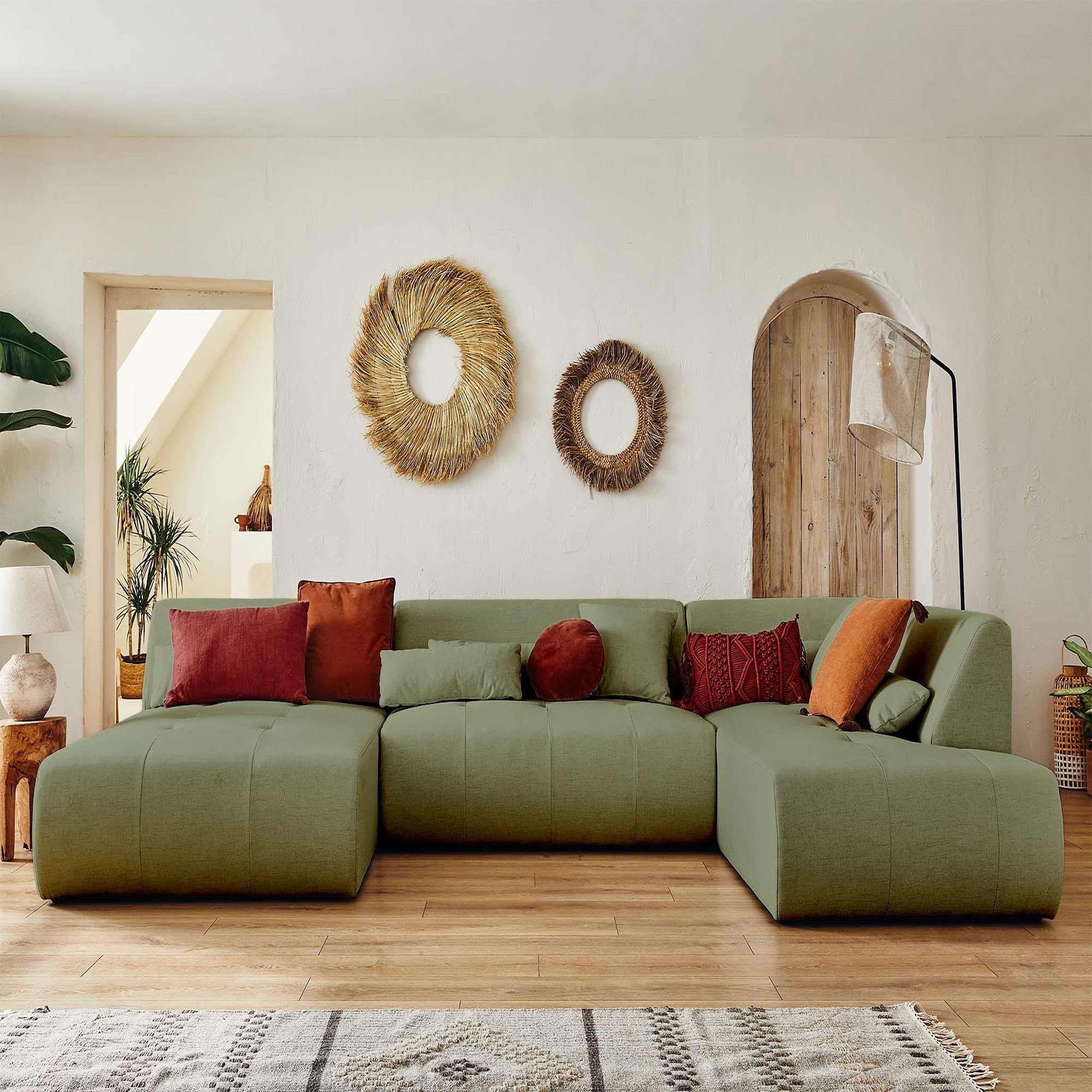 Voir la diapositive 4 : LISA DESIGN Onyx - canapé panoramique d'angle droit 7 places - en tissu