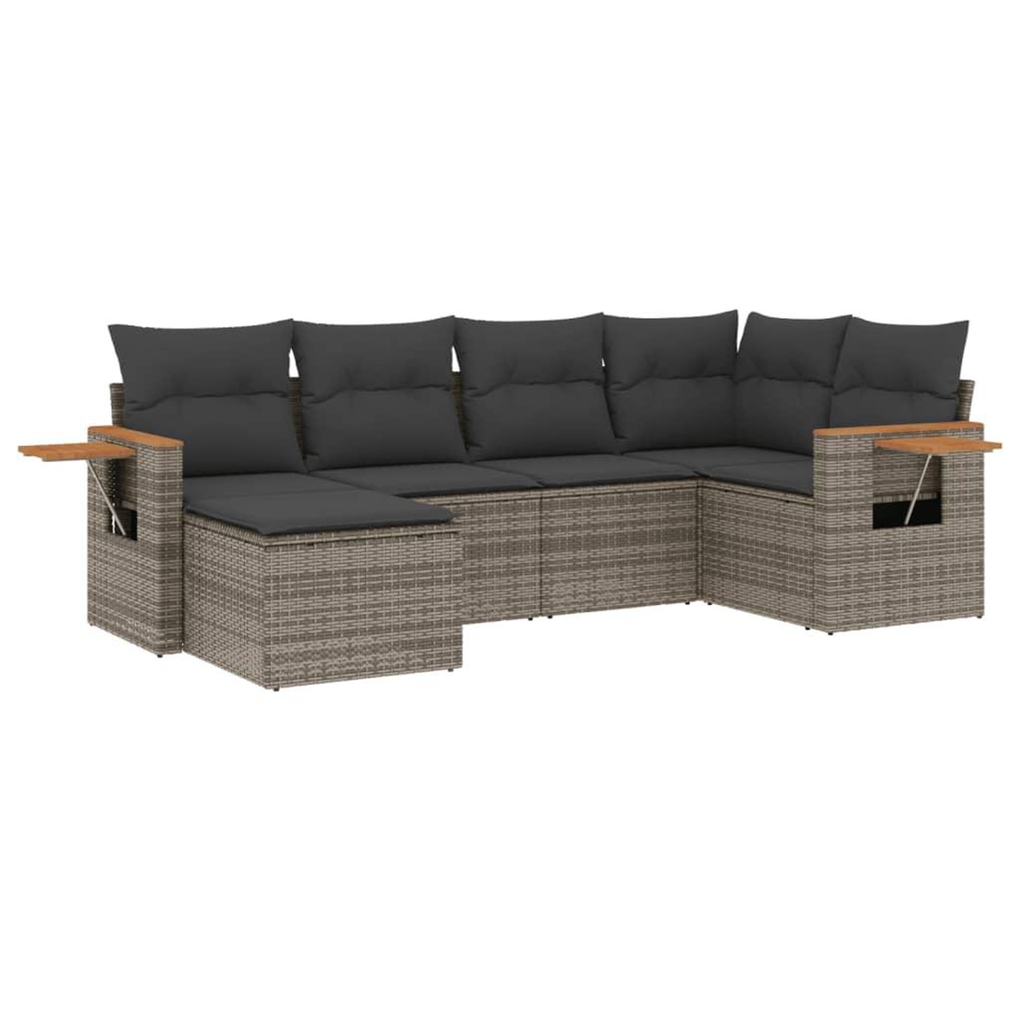 Voir la diapositive 2 : VIDAXL Salon de jardin 6 pcs avec coussins gris resine tressee