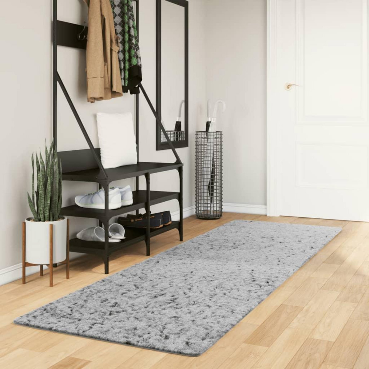 VIDAXL Tapis shaggy PAMPLONA poils longs moderne gris 80x250 cm