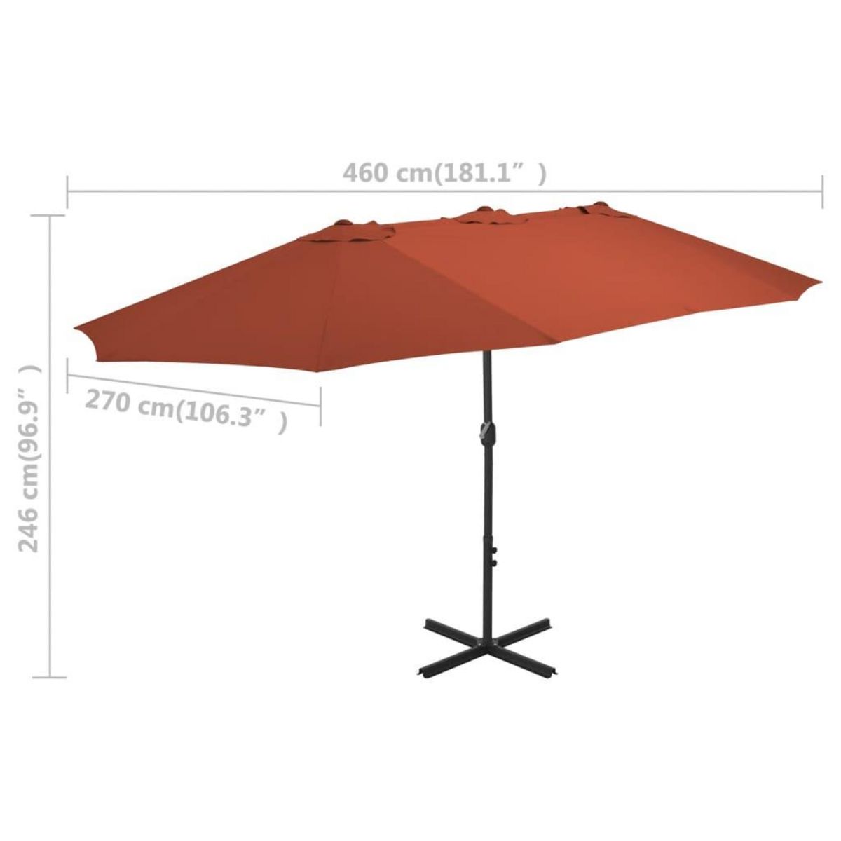 VIDAXL Parasol d'exterieur avec poteau en aluminium terre cuite