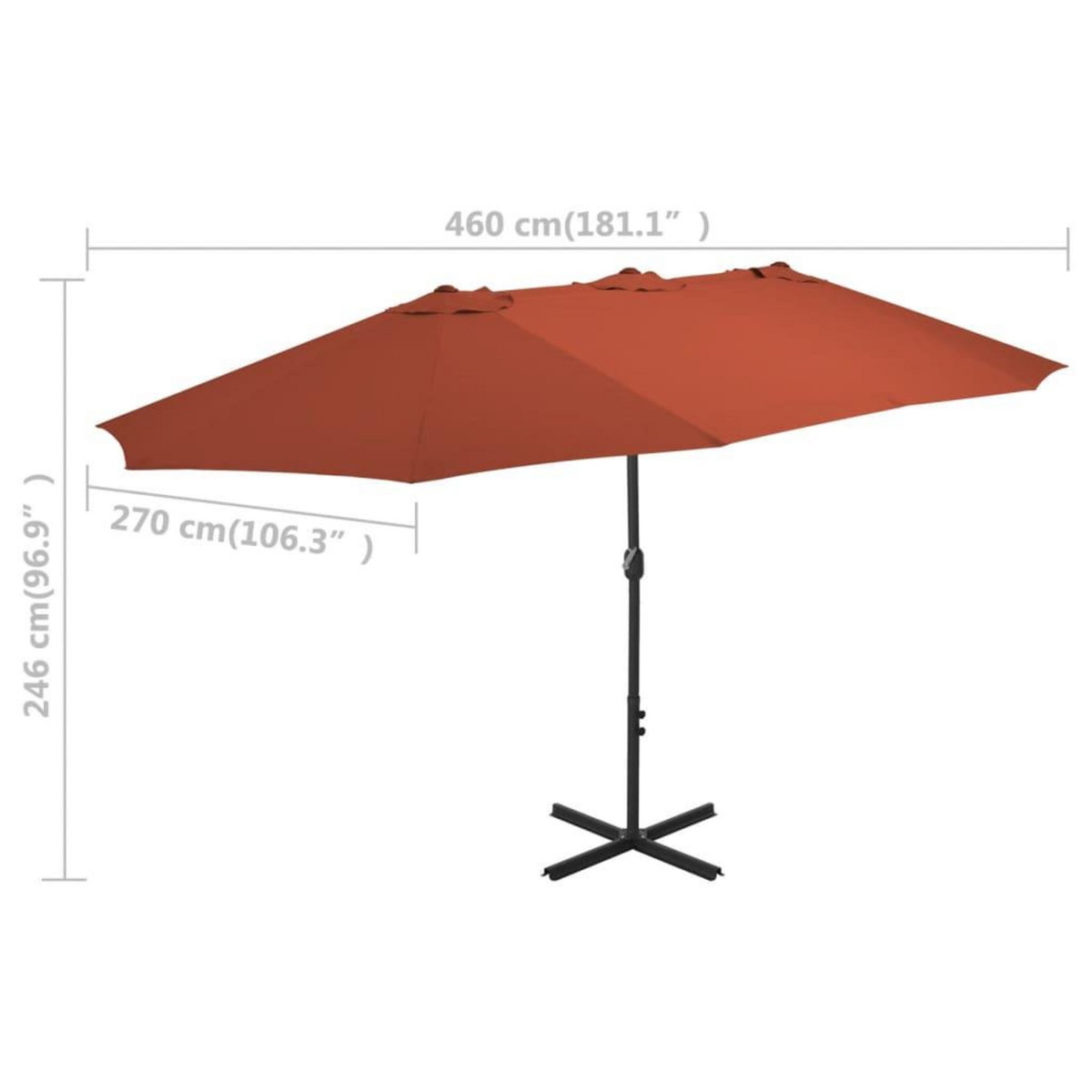 VIDAXL Parasol d'exterieur avec poteau en aluminium terre cuite