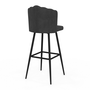 Voir la diapositive 4 : ID MARKET Lot de 2 tabourets de bar coquillage ADELLA gris anthracite en velours pieds noirs