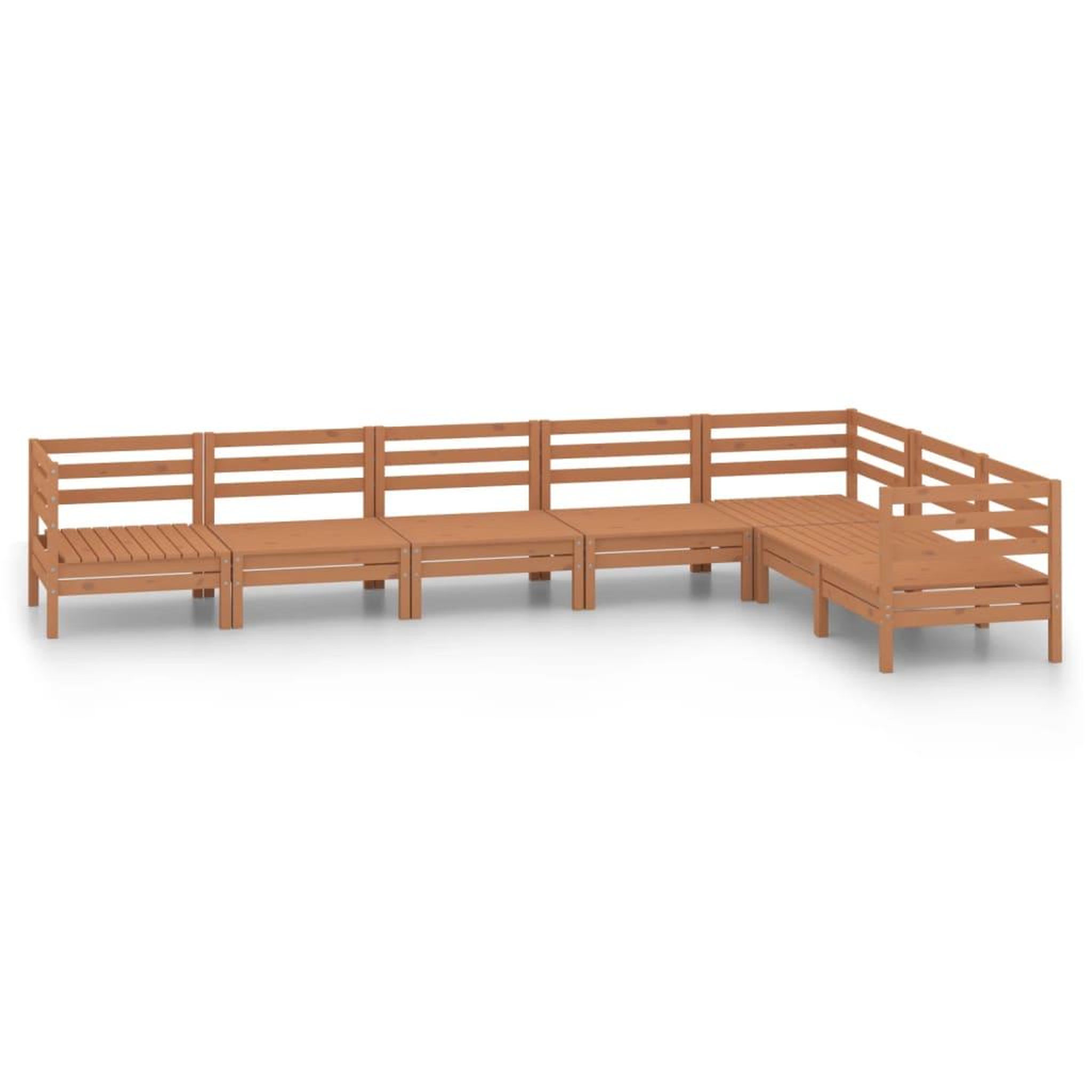 Voir la diapositive 2 : VIDAXL Salon de jardin 7 pcs Bois de pin massif Marron miel