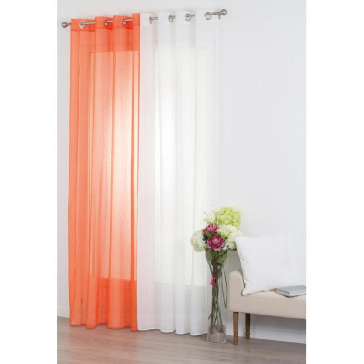 ATMOSPHERA Rideau Voilage  Rayure  140x240cm Ivoire