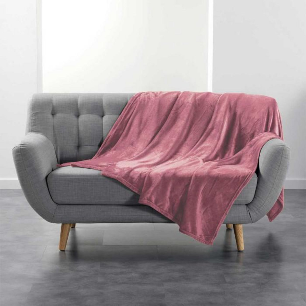 Paris Prix Plaid Uni en Flanelle  Flanou  180x220cm Rose