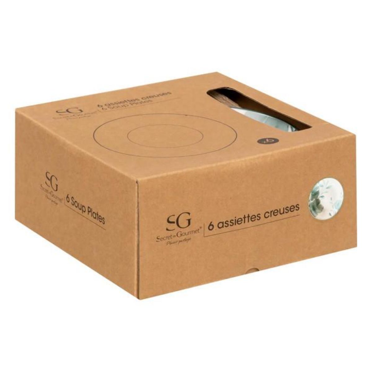 SECRET DE GOURMET Lot de 6 Assiettes Creuses  Lily  20cm Blanc