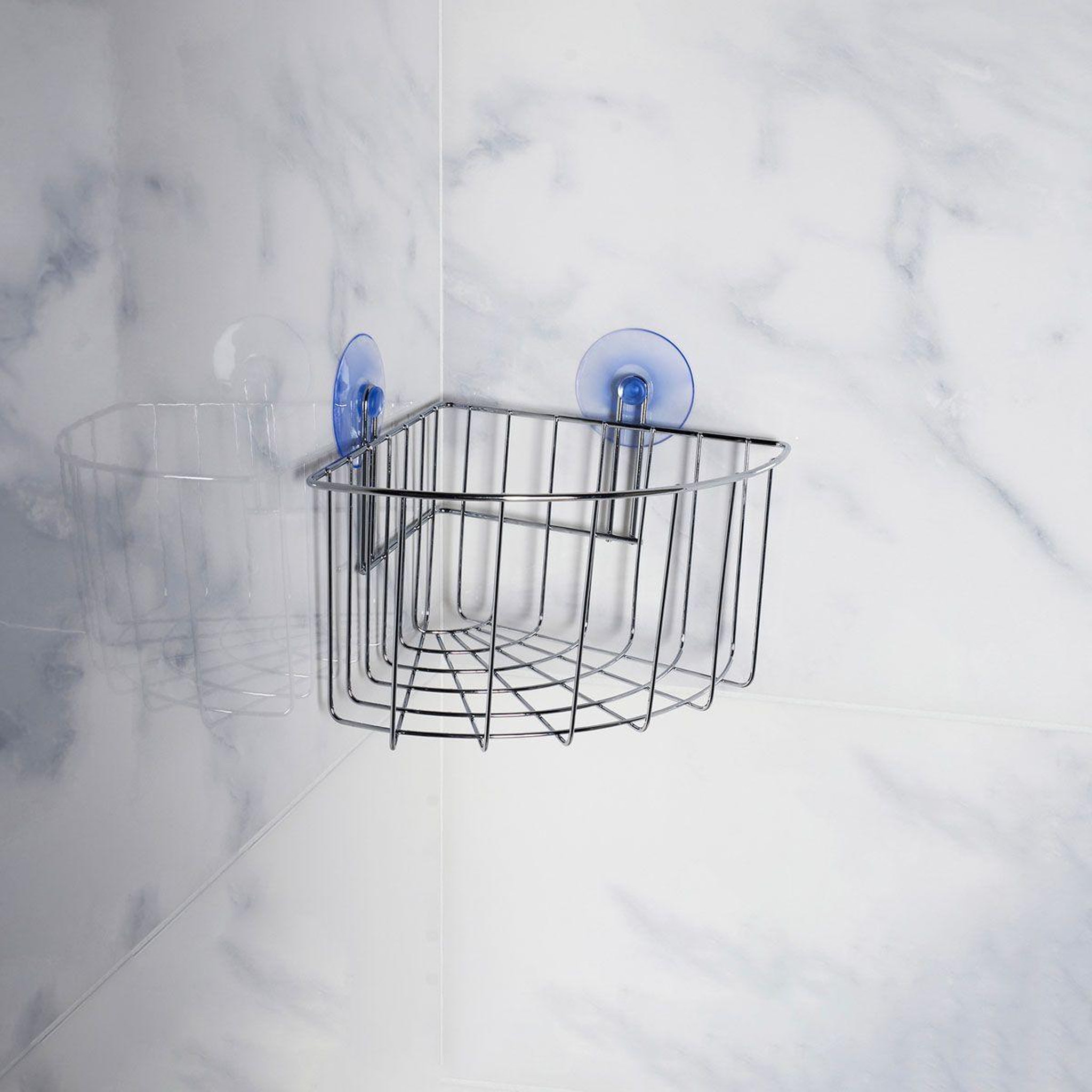 Voir la diapositive 2 : Douceur d'Intérieur Panier de douche angle ventouse  filaire basic  19cm chrome