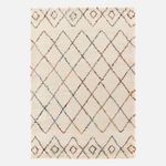 SWEEEK Tapis intérieur shaggy, poils longs, style berbère, crème et multicolore. Coloris disponibles : Beige