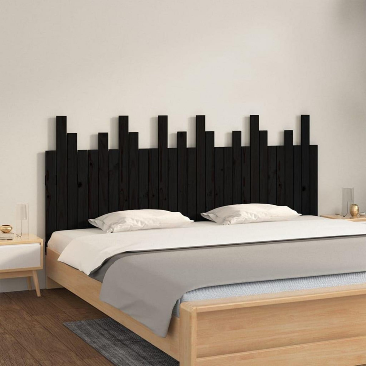 VIDAXL Tete de lit murale Noir 185x3x80 cm Bois massif de pin