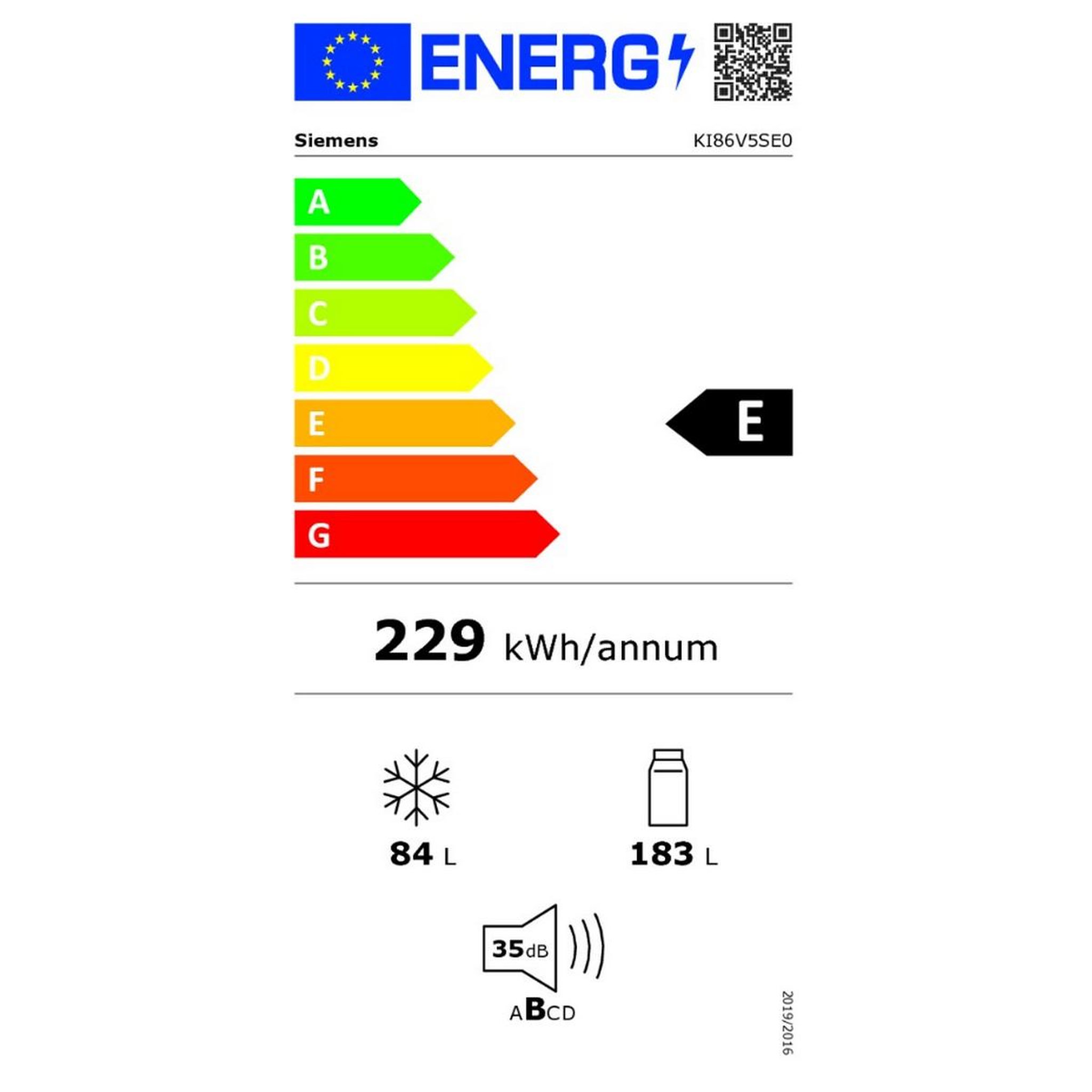 Voir la diapositive 2 : Siemens Réfrigérateur combiné intégrable à glissière 267l - ki86v5se0