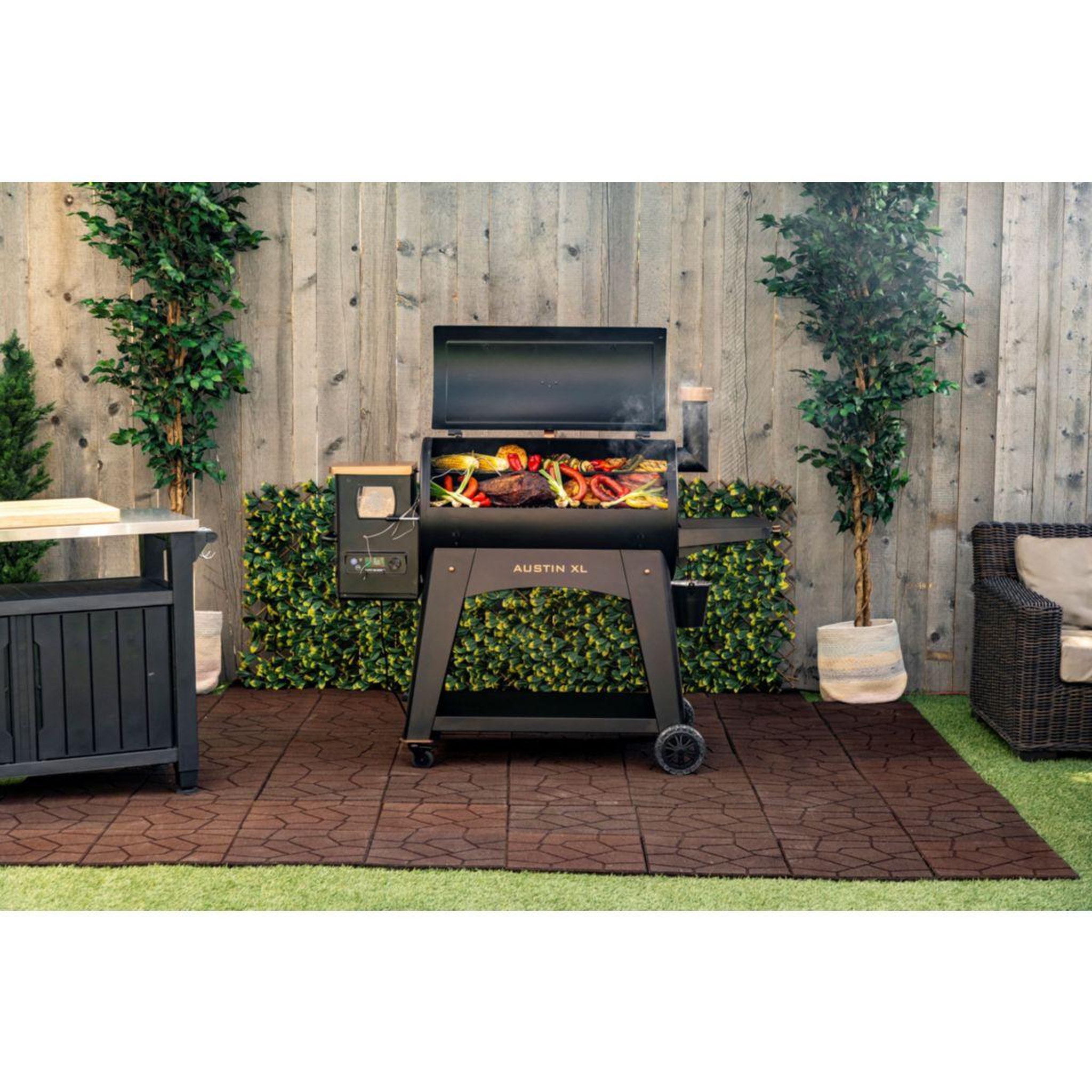 Voir la diapositive 4 : PITBOSS Barbecue pellet onyx austin, sur chariot,de 82 à 260 °, surface de cuisson 90 x 50 cm