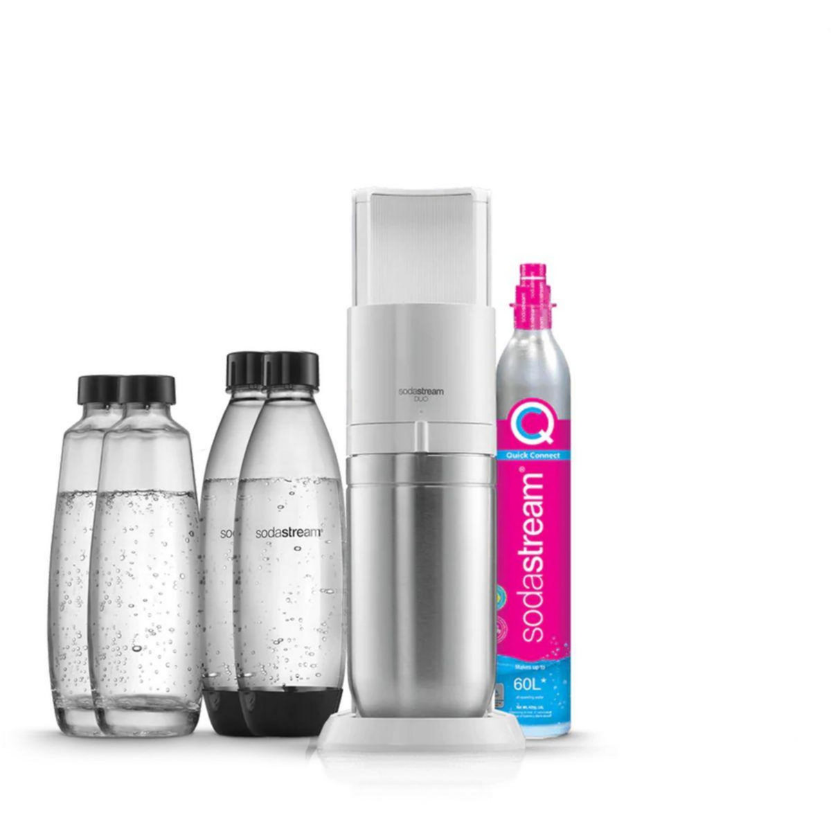 SODASTREAM Machine à soda DUO Blanche Pack 4 bouteilles