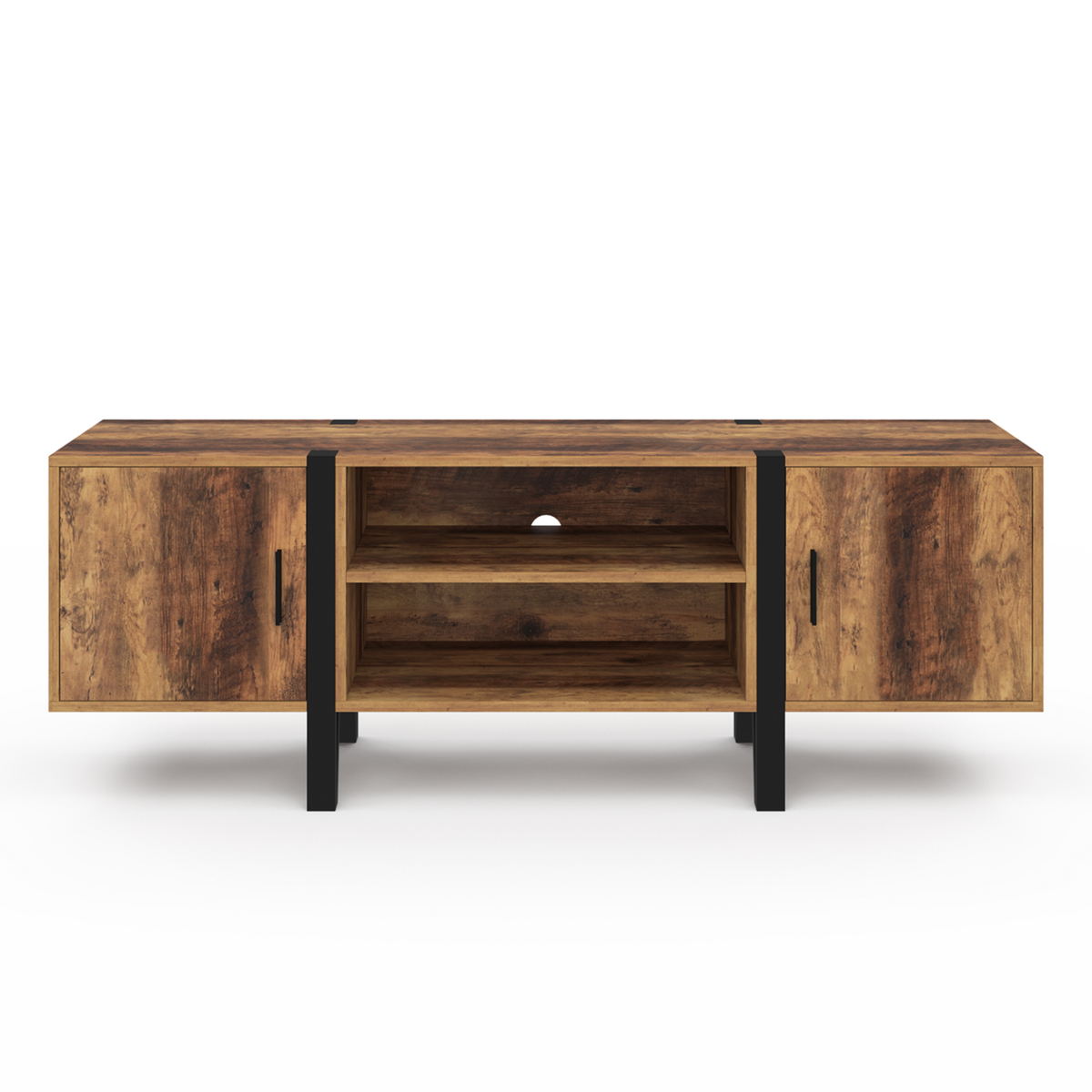 ID MARKET Meuble TV 140 cm AUSTRIA 2 portes bois pieds épingle