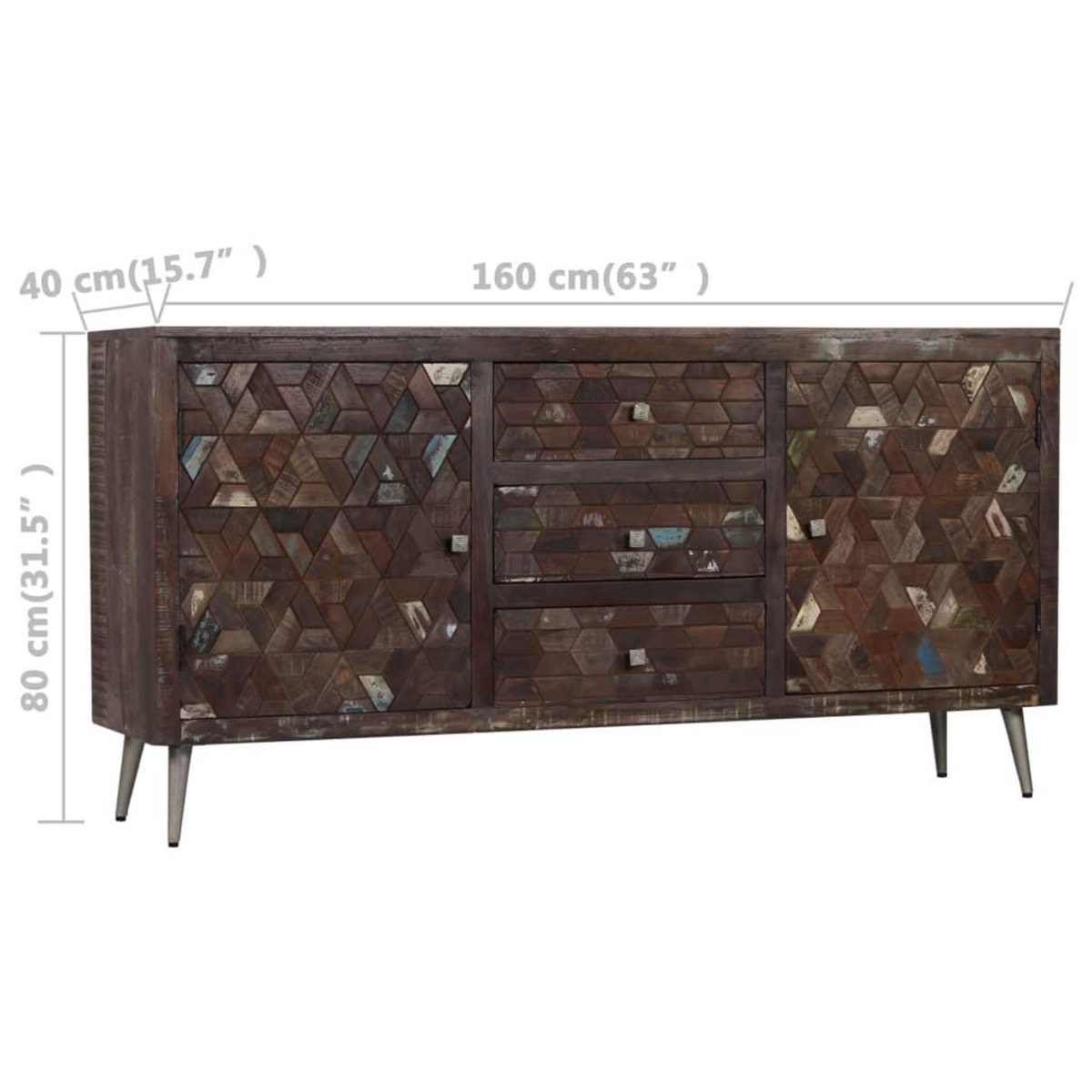VIDAXL Buffet Bois de recuperation solide 160x40x80 cm