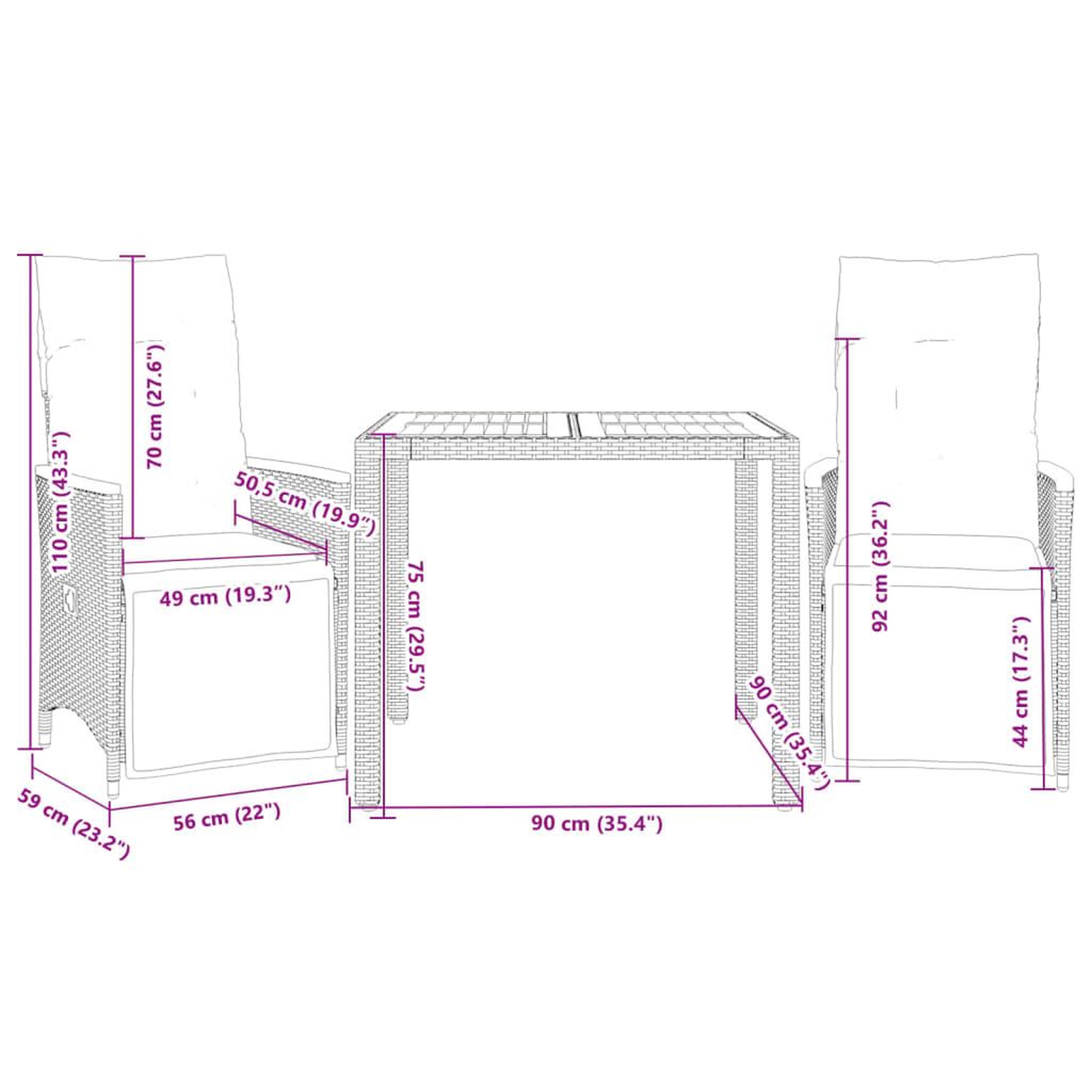 Voir la diapositive 6 : VIDAXL Ensemble de bistro de jardin 3 pcs coussins gris poly rotin