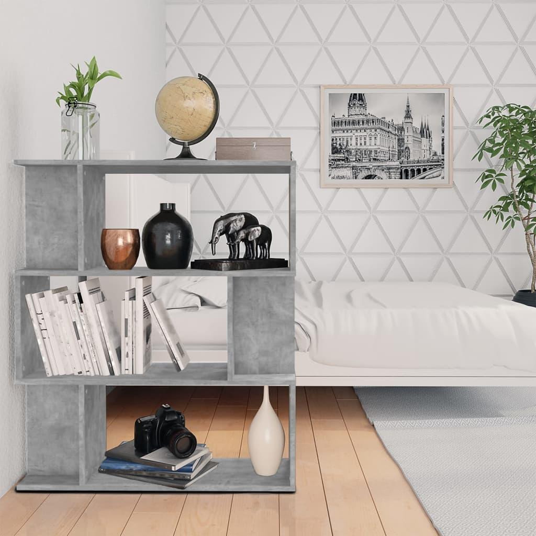 Voir la diapositive 3 : VIDAXL Bibliotheque/Separateur de piece Gris beton Bois d'ingenierie