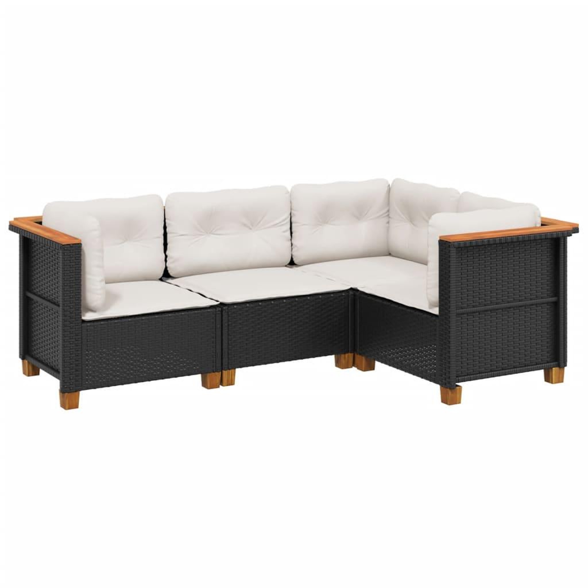 Voir la diapositive 2 : VIDAXL Salon de jardin 4 pcs avec coussins noir resine tressee