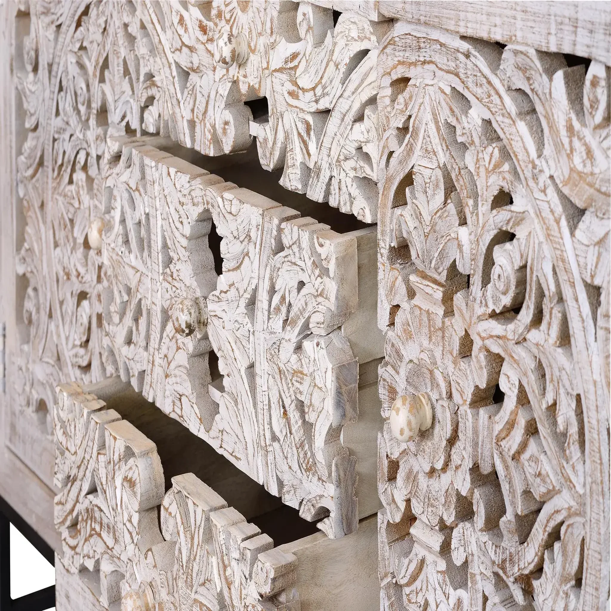 Voir la diapositive 3 : GINER Y COLOMER SL Buffet en bois de manguier 150cm style ethnique boho sculpté