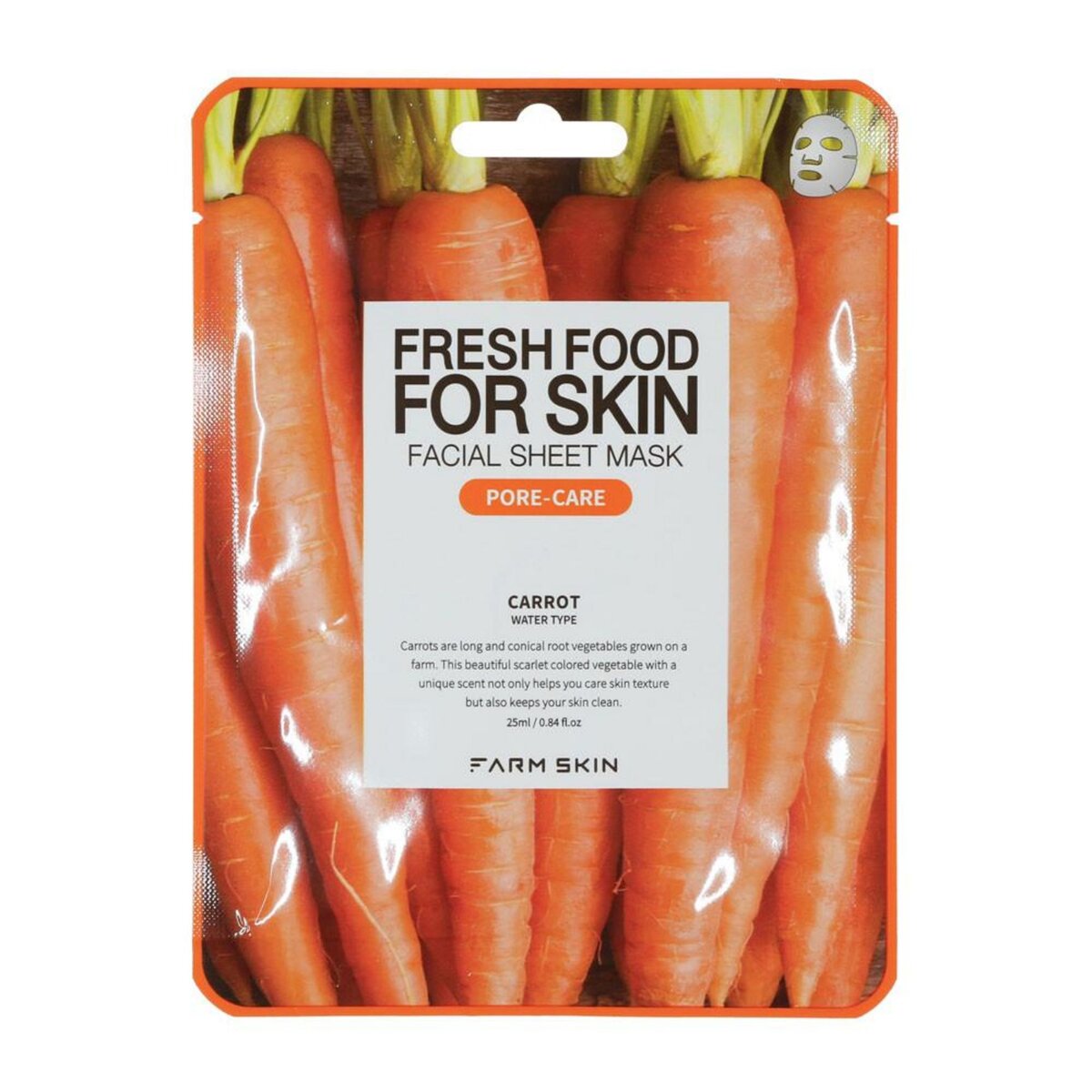  Masque en tissu à la carotte nettoyant Fresh Food Farm Skin
