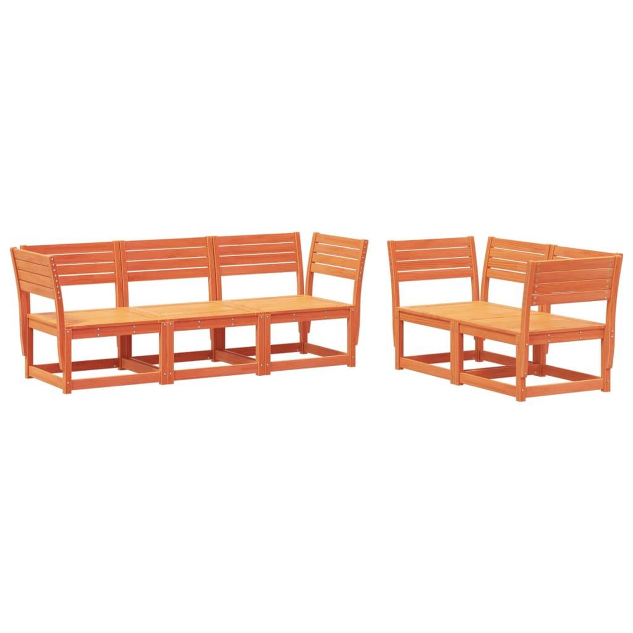 Voir la diapositive 2 : VIDAXL Salon de jardin 5 pcs cire marron bois de pin massif