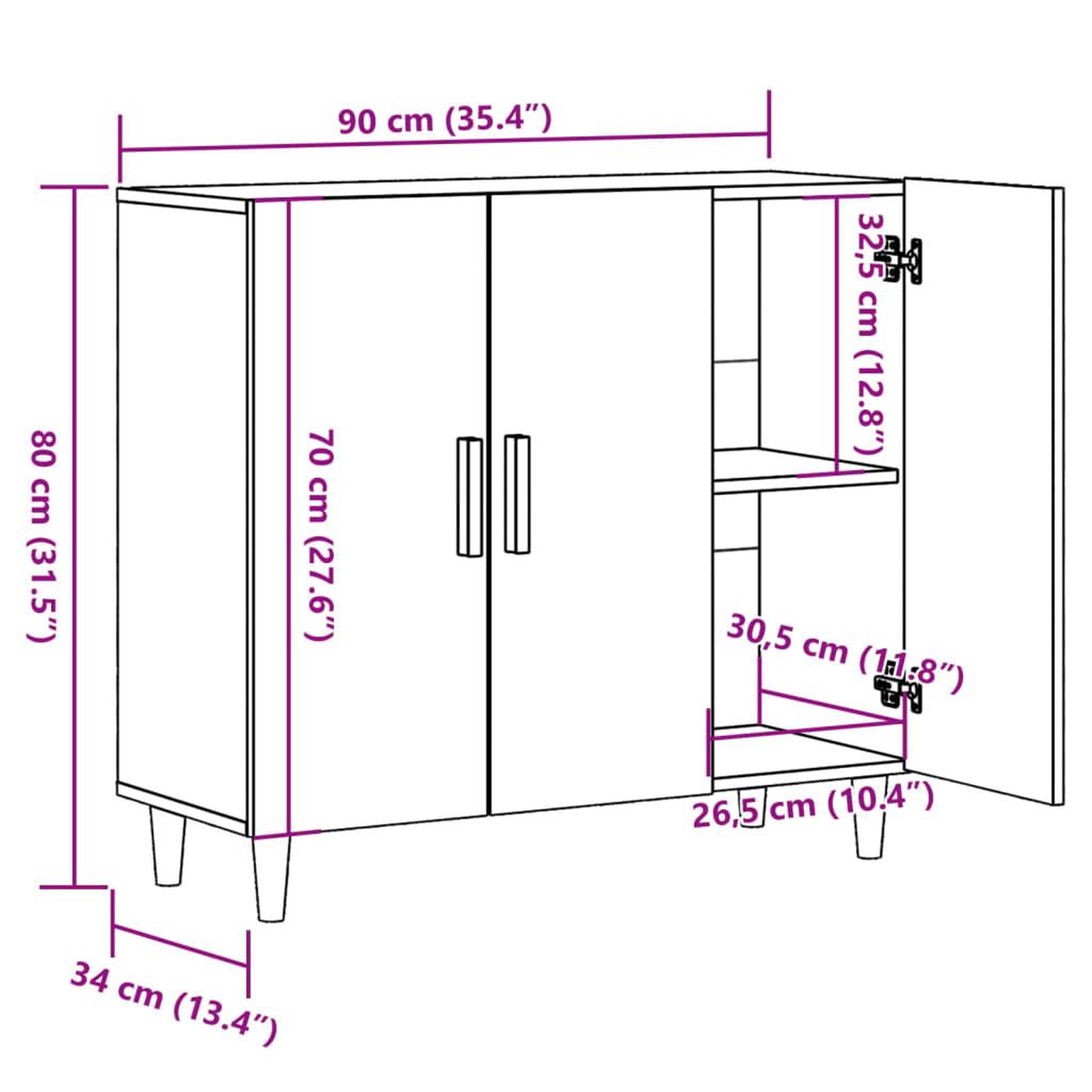 Voir la diapositive 6 : VIDAXL Buffet vieux bois 90x34x80 cm bois d'ingenierie