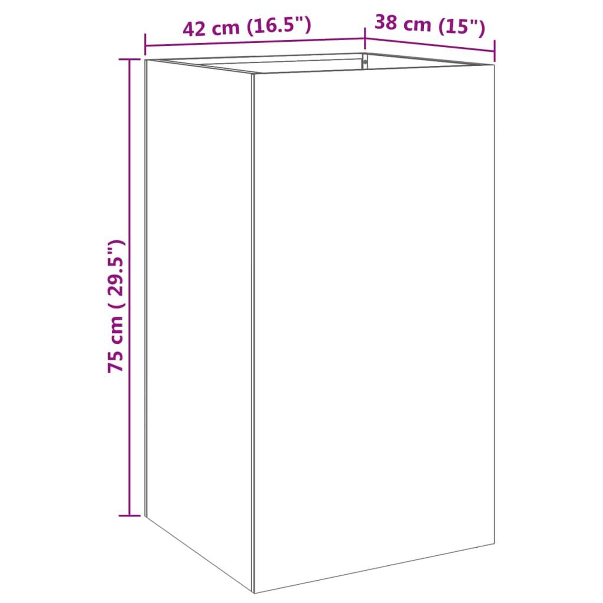 Voir la diapositive 6 : VIDAXL Jardiniere argente 42x38x75 cm acier inoxydable