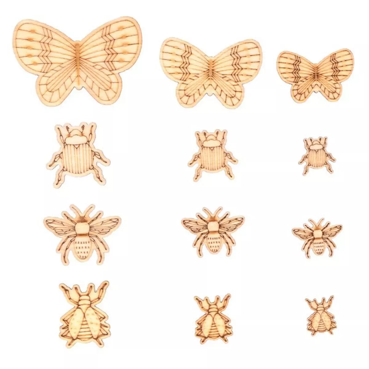Artemio 35 mini décorations insectes en bois