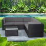 Voir la diapositive 4 : CONCEPT USINE Salon de jardin 5 places en résine tressée avec table noir et gris BIMINI